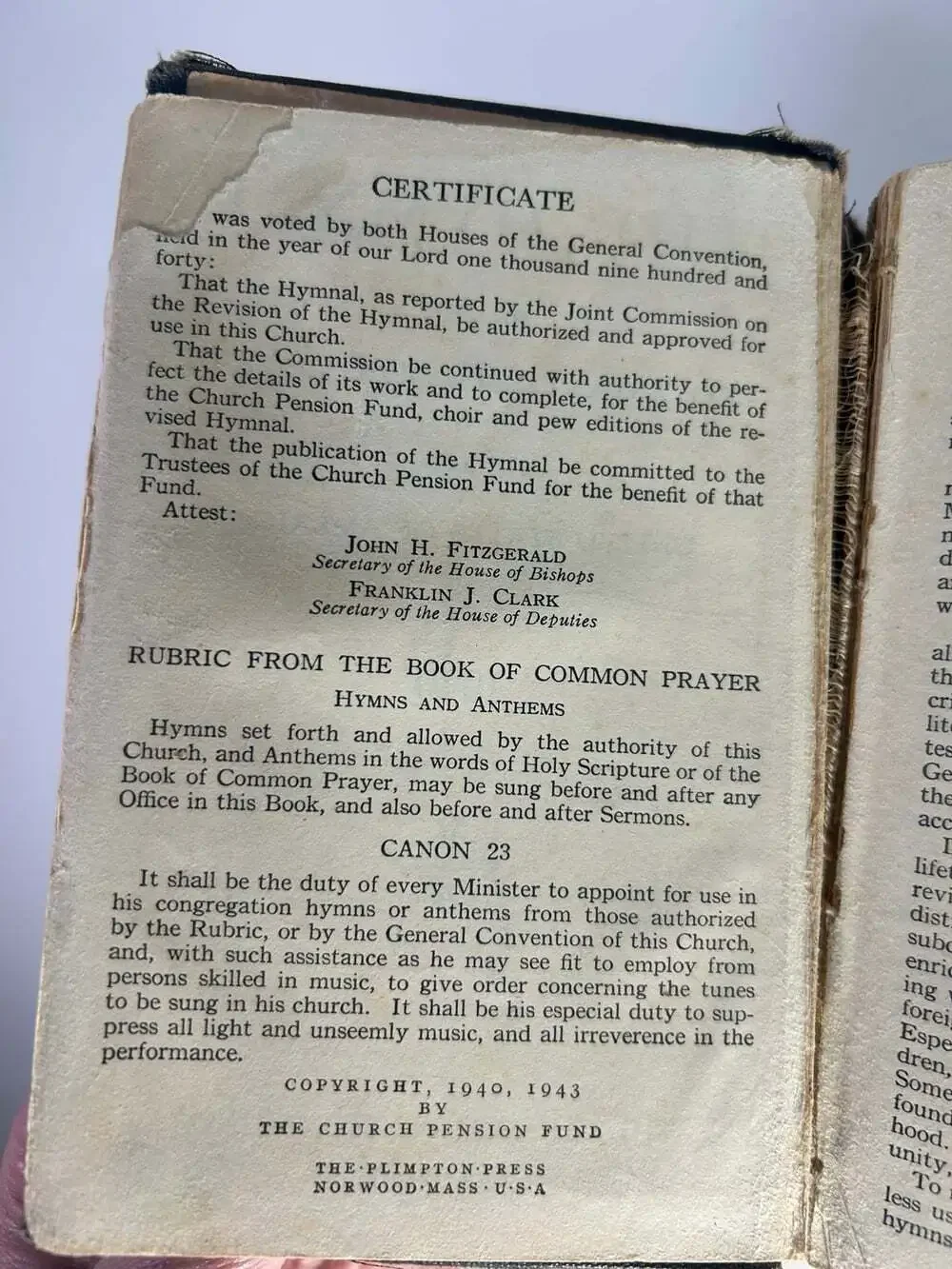 N/A hymnal fair